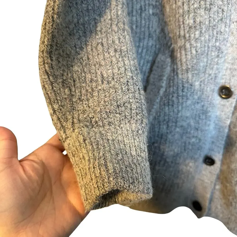 Free People Cloudy Day Cardigan Button Front Gray Knit Oversized Sweater Size XL